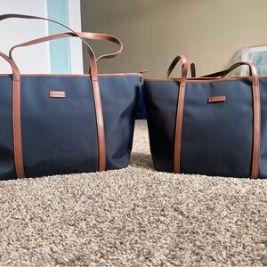 Chiceco Women's Travel Bag in Navy with Brown Accents
